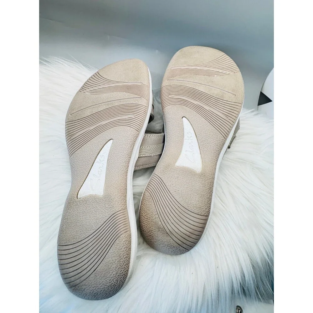 Clarks Cloudsteppers Breeze Rosa Adjustable Slide Sandals Sand/Tan Sz 9 cruise